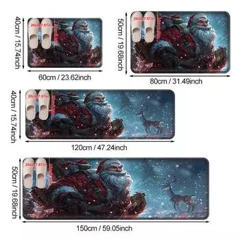 Santa Claus And Gift Non Slip Floor Mat Party Decoration Mat Bathroom Absorbent Pad Suitable For Home Furnishing decoration 40x60cm синий
