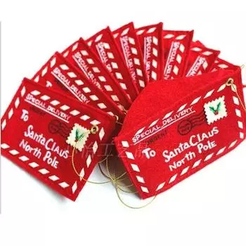 Santa Claus Envelope Red Felt Non-Woven Letter Embroidered Envelopes for Christmas Tree Hanging Card Candy Gifts Bags Home Decor