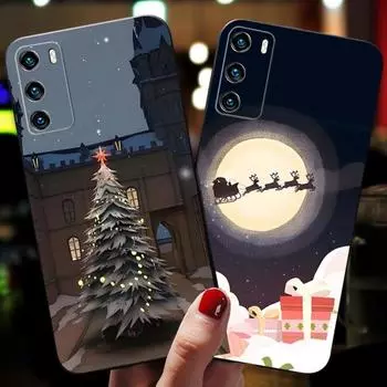 Santa Sleigh Tree Phone Case For Huawei Mate 8 9 S 10 30 20 40 20X 5G 40E Plus Pro Nova 7i 7 Pro SE Pro Back Cover HUAWEI Mate8