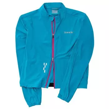 Santic Long Sleeve Cycling Sun with Foldable for Compact Size M Women s Jersey, Lightweight, Breathable, Protection, Windproof, Pockets, Storage, синий