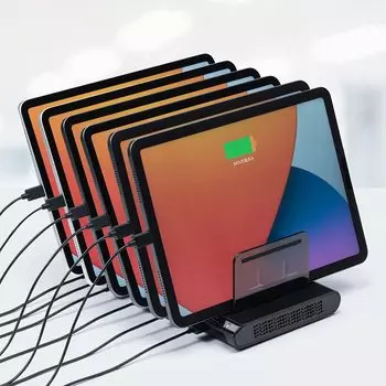 Sanwa Direct USB Charging Station 10 Ports Max 15A/75W Smartphone/Tablet 700-AC032BK
