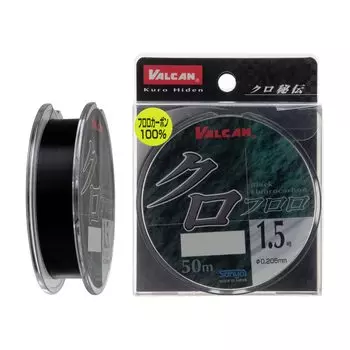 Sanyo Nylon Fluorocarbon Line Vulcan Kuro Hiden Kurofluoro 50m Black No. 8.0 чёрный