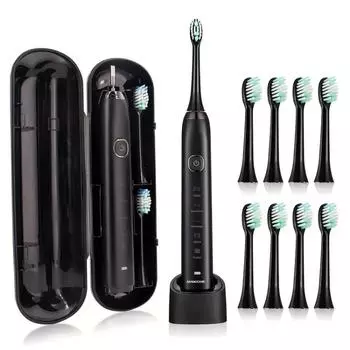 Sarmocare S100 IPX7 водонепроницаемая портативная электрическая зубная щетка с 8 насадками чёрный