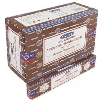 Satya Ароматические палочки благовоний Nag Champa Agarbatti, коробка 180 грамм | 12 упаковок по 15 грамм в коробке | Экспортное качество коричневый