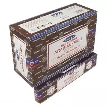 Satya Ароматические палочки Nag Champa Arabian Oudh Agarbatti 180 граммов в коробке | 12 упаковок по 15 граммов в коробке | Экспортное качество коричневый