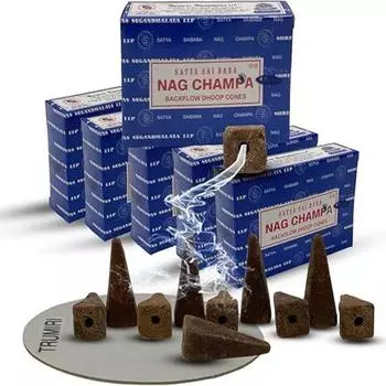 Благовония Satya Nag Champa Backflow Cones для фонтана Waterfall Aromatic Smoke Fountain Haze Falls and Mat Bundle - Упаковка из 6 шт.