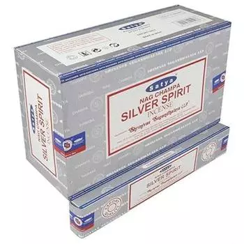 Satya Nag Champa Silver Spirit Incense Sticks Agarbatti 180 Grams Box | 12 Packs of 15 Grams Each in a Box | Export Quality коричневый