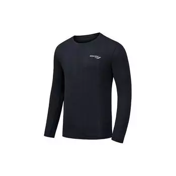 Saucony Logo Moisture-Wicking Breathable Running Knit Crew Neck Long Sleeve T-Shirt Men Tops Black SC2249047B-PR112 M
