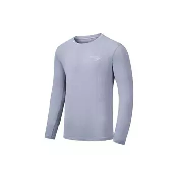 Saucony Logo Moisture-Wicking Quick-Dry Breathable Knitted Long Sleeve T-Shirt Men tops Light-Mist-Gray SC2249047B-GR61 XL