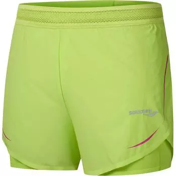 Saucony Professional Training Quick-Dry Breathable Double-Layer Sports Shorts Women shorts New-Green SA1250DP63T-GE168 XS