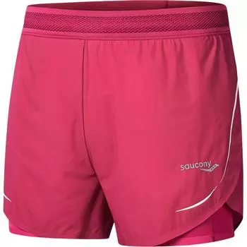 Saucony Professional Training Quick-Dry Breathable Double-Layer Sports Shorts Women shorts Purple Crimson SA1250DP63T-RD024 M