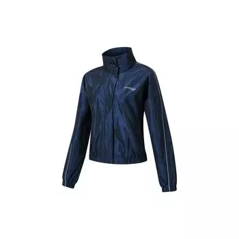 Saucony Racing Series Retro Sports Stand Collar Jacket Casual Long Sleeve Jacket Women Jacket Bright-Black Blue SC1249118A-MT10 S