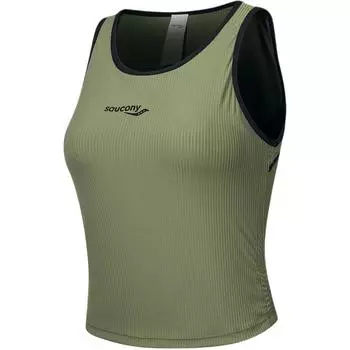 Saucony Slim Fit Round Neck Fashion Versatile Sleeveless Sports Tank Top Women Tops Moss-Green SA1259TK51L-GE189 XS