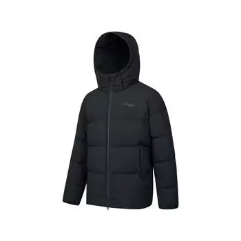 Saucony Solid Color Simple Logo Print Hooded Mid-Length Puffer Jacket Men outerwear Black SC2240144C-BK01 3XL