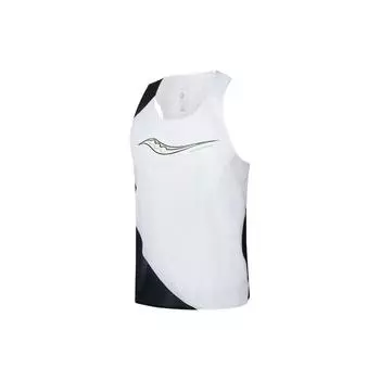 Saucony Spliced Logo Cartoon Anime Sports Running Breathable Soft Lightweight Round Neck Sleeveless Vest Unisex Vests White SC2220090-1 S