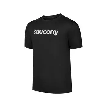Saucony SS25 Urban Lifestyle Series Pullover Letter Minimalist Short Sleeve T-Shirt Men Tops Black SA2259ST02C-BK001 XL