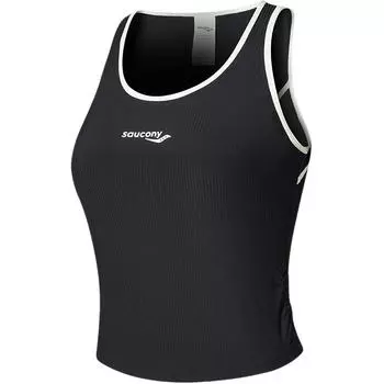 Saucony Two-In-One Round Neck Fashion Soft Skin-Friendly Sleeveless Tank Top Women Tops Black SA1259TK51L-BK001 S