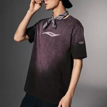 Saucony X Nathan Bell Collaboration Round Neck Pullover Fashion Short Sleeve T-Shirt Men T-Shirts Crimson Coffee SA3259ST15C-CO086 S