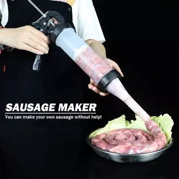 Sausage Stuffer Filling Machine Stainless Steel Meat Stuffer Sausage Maker Household Space Saving Removable for Home Kitchen