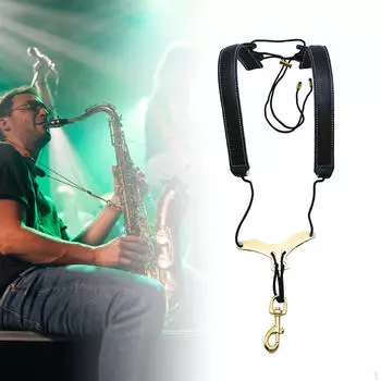 Saxophone Harness Strap Double Shoulder Comfortable Universal Sax Support Black