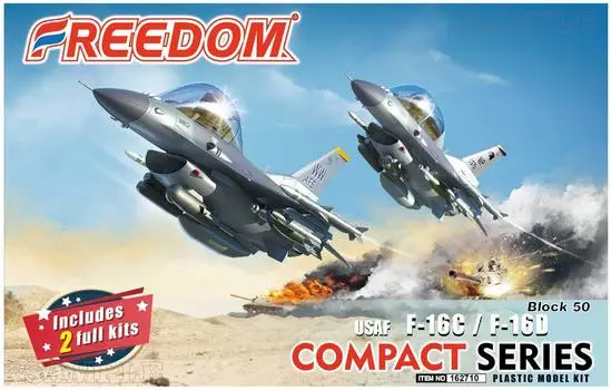 Сборная модель Freedom Model Kit Серия Compact ВВС США USAF Блок 50 Пластиковая модель FRE162710 F-16C / F-16D