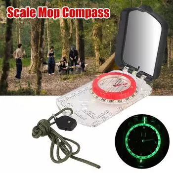 Scale Map Ruler Multifunctional Outdoor Guiding Tool Magnifying Glass For Hiking Camping Survival Luminous Waterproof Compass прозрачный