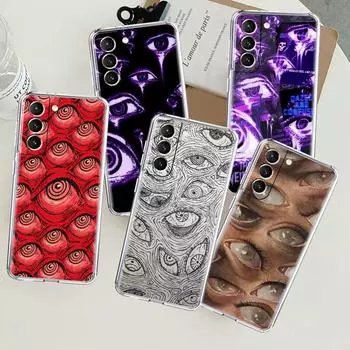 Scary Face Eyes Smiley Clear Case For Samsung Galaxy S22 S20 FE S21 S10 S9 Plus Note 20 Ultra 10 Lite Soft TPU Phone Shell Samsung S21 5G