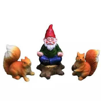 Scene Micro Resin Ornament Dwarf And Squirrel For Garden Decor Display Indoor