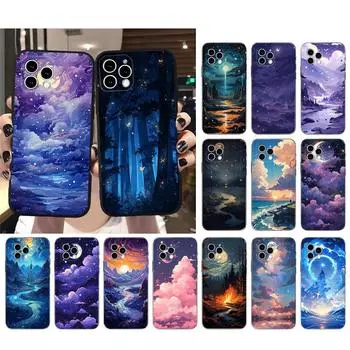 Чехол для телефона с пейзажным пейзажем и луной для iPhone Samsung Galaxy Redmi Xiaomi Oppo OnePlus Note SA 7 8 9 10 11 12 13 14 20 21 22 23 53 54 Pro Max Ultra iPhone 6 or 6S