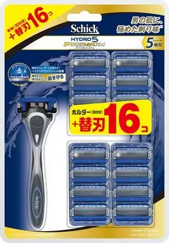 Schick Большая емкость Schick Hydro 5 Premium Value Pack 16 сменных бритв с защитой кожи 1 шт. (держатель (с лезвием) + лезвия) 5-лопастной (Икс серебряный