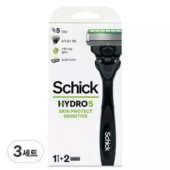 Schick Hydro 5 Skin Protect Sensitive Handle + Extra Blade 2p Set, 3 комплекта, корейское лезвие для бритвы