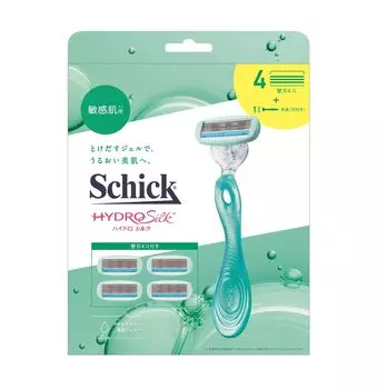 Schick Hydrosilk Combo Pack for Sensitive Skin 4 replacement Razor Green (Holder (with blade) + blades) Women s