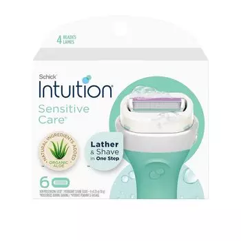 Schick Intuition Refill, женская бритва для чувствительной кожи | Сменный стержень для лезвий для бритвы Intuition, органическое алоэ, сменный стержень для бритвы, 6 держателей(1 шт.) 1 Count (Pack of 1)