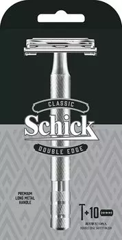 Schick Schick Classic Double Edge Metal Holder Silver 10 запасных бритвенных станков (Включает лезвия) серебряный