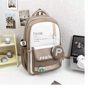 School Capacity Large Backpack For Teens With Nylon Fabric And Print Letter