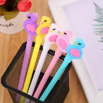 School season 10pcs 0.5mm creative swan gel pen cute stationery exam water-based pen cartoon flamingo gel pen розовый