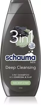 Schwarzkopf Schauma Men Шампунь с активированным углем для лица, тела и волос TU прозрачный