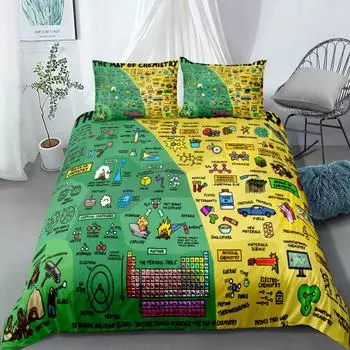 Scientific Knowledge Duvet Cover Set UK Single Double King US Twin Full Queen Size Anime Bed Linen Set EU single(135x200cm)