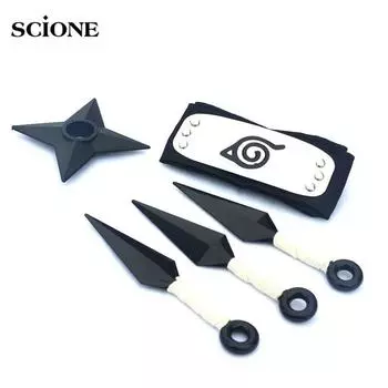 Scione аниме мультфильм кунай набор сюрикен повязка на голову мультфильм аниме косплэй пластиковые реквизиты оружие ниндзя подарки