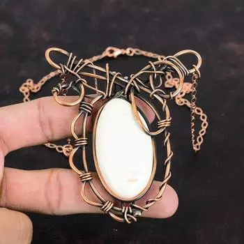 Scolecite Necklace Copper Wire Wrapped Necklace Adjustable Chain Necklace Decent Copper Jewelry Handmade Necklace Wire Wrap Gemstone Jewelry