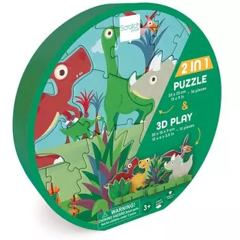 Scratch 2D 3D пазл Динозавр 36 деталей 33 см x 23 см пазл 3D пазл 6181202 Подлинный продукт и