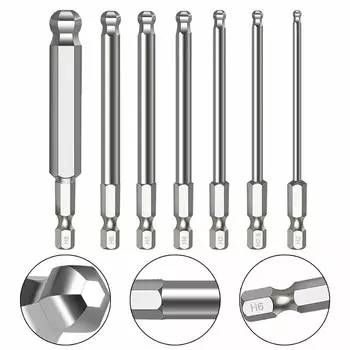 Screwdriver Bit Ball End Hex Bit 65mm Alloy Steel Magnetic Driver Bit Household Hand Repair Tools H2.5/H6