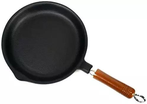 Сделано в Японии Nambu Ironware IH совместимая сковорода небольшой внутренний диаметр 235 мм со съемной деревянной ручкой чёрный