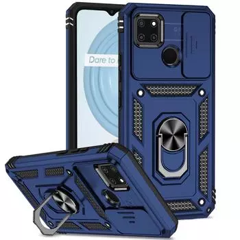 Сдвижная крышка объектива для Oppo Realme C21Y C21 Y, защитный противоударный защитный чехол для Realme C25Y C25 Y, магнитный автомобильный держатель с кольцом, чехлы-подставки Realme C25Y чёрный