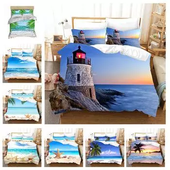 Sea SandBeach Одноместное двуспальное одеяло размера «queen-size» с кроватью размера «king-size», комплект пододеяльников Doona большого размера Single 135x200cm