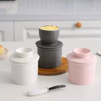 Sealed Butter Storage Container Ceramic Butter Jar Butter Can Butter Tank Refrigerator