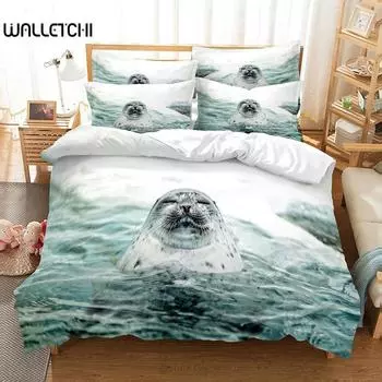 Seals Постельное белье Пододеяльник Комплект 3D Цифровая Печать Постельное белье Модный Дизайн Одеяло Покрывало Постельные Комплекты Постельный Комплект UK Single 135x200cm&set