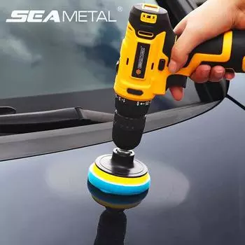 SEAMETAL, 12 шт., 3 дюйма, губка для вощения, буферные подушечки для полировки, комплект адаптеров для полировки автомобиля