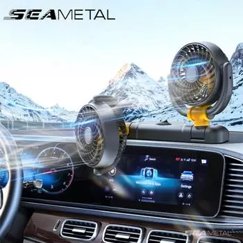 SEAMETAL 5 В 12 В 24 В Автомобильный вентилятор охлаждения с двойной головкой USB 2 скорости Регулируемый автоматический охладитель воздушный вентилятор автомобильные аксессуары 5V Single Head(USB) белый/чёрный