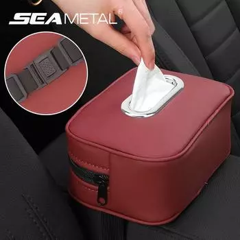 SEAMETAL Автомобильный держатель для салфеток из кожи для солнцезащитного козырька, органайзер для бумажных салфеток для салона автомобиля, украшения, автомобильные аксессуары чёрный